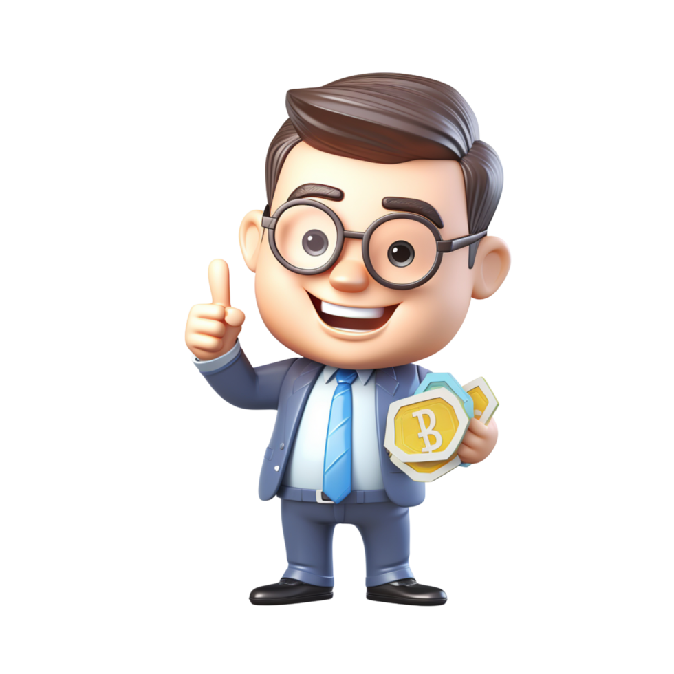 AI Generative 3D business theme rich man with money png