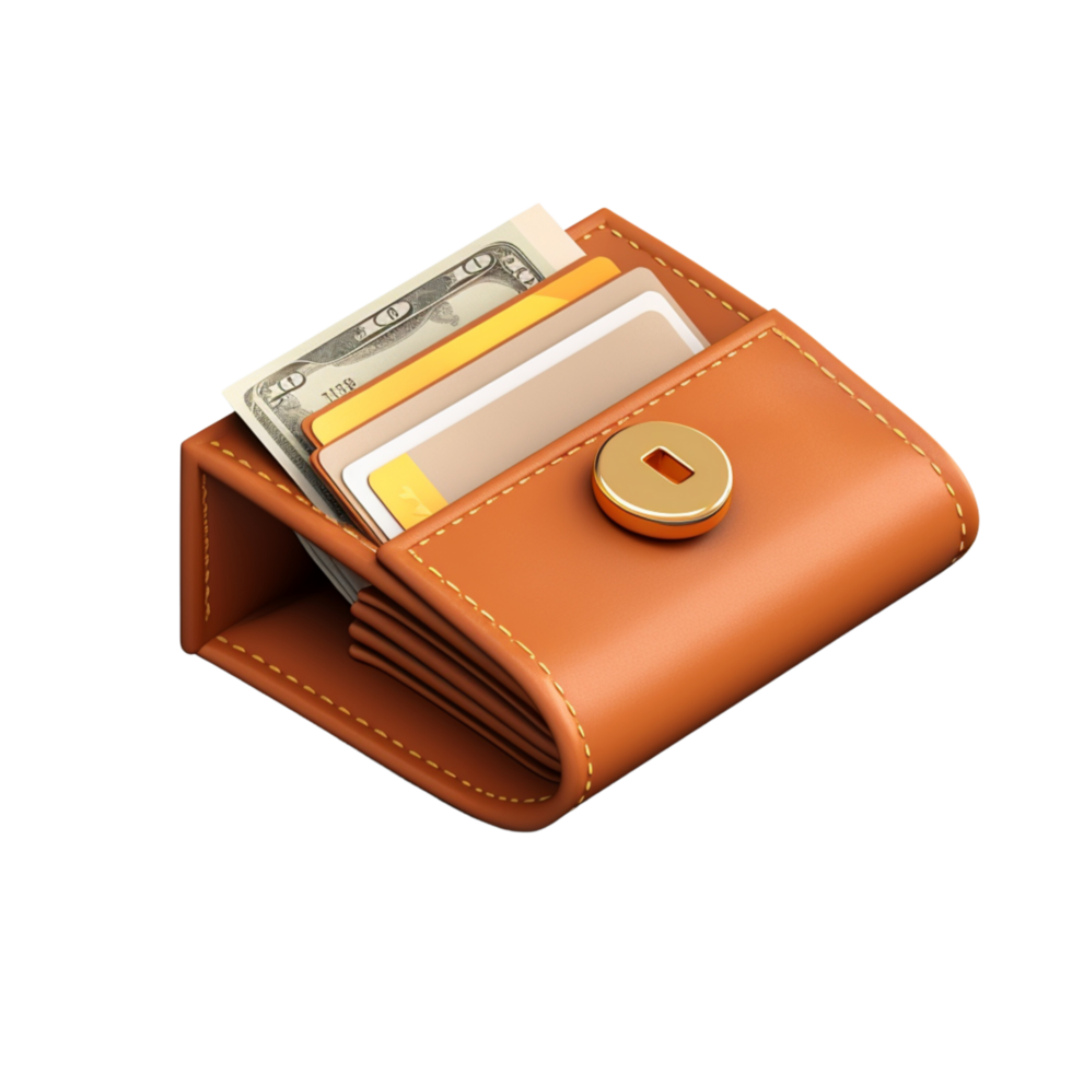AI Generative 3D business theme wallet with money coin png
