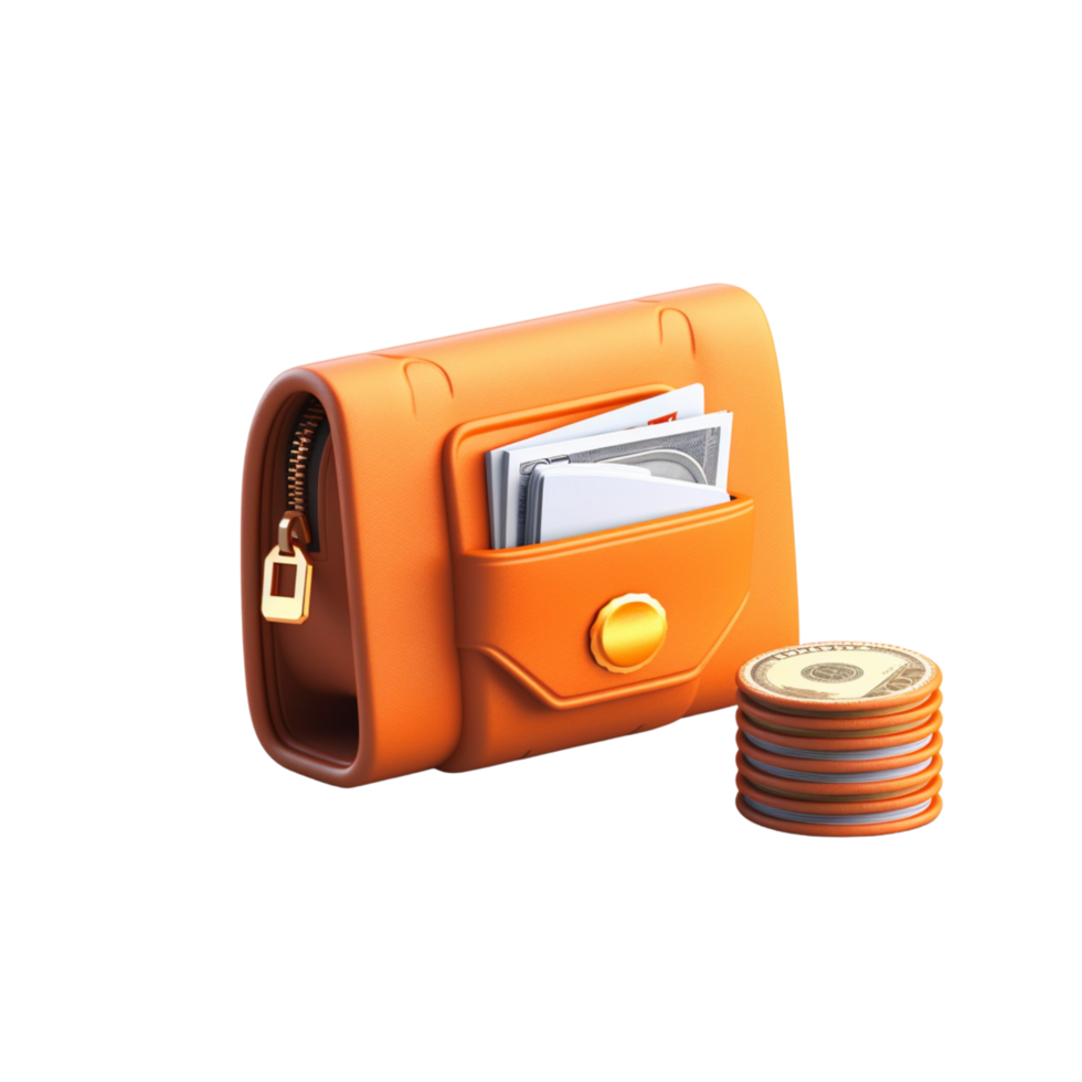 AI Generative 3D business theme wallet with money coin png