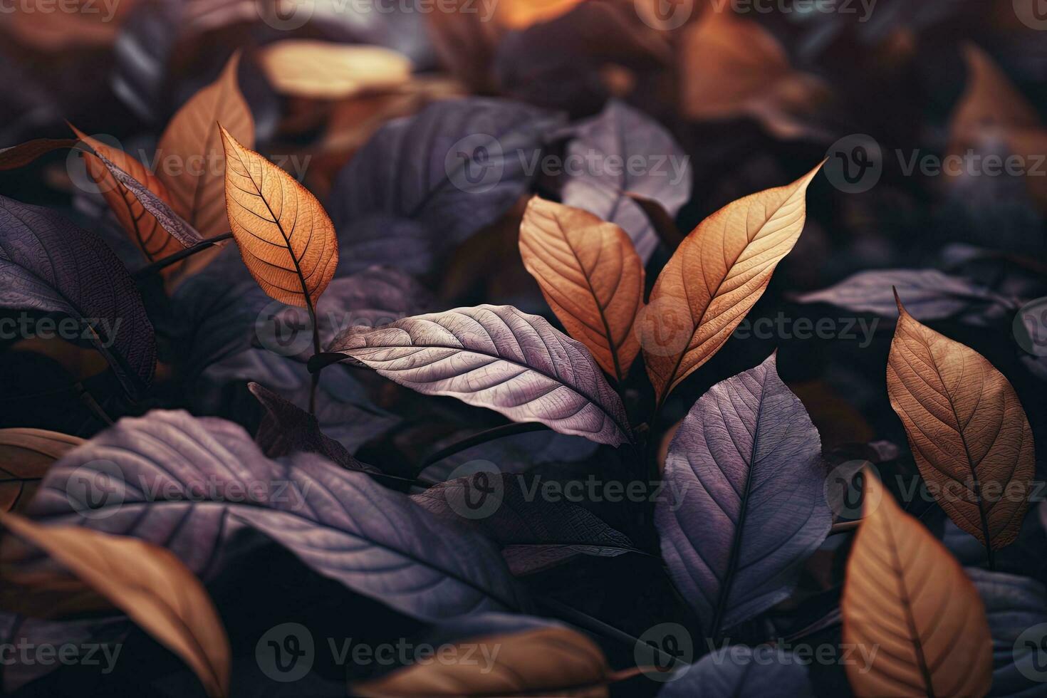 Close up of beautiful autumn leaves with water drops. Natural background AI generated photo