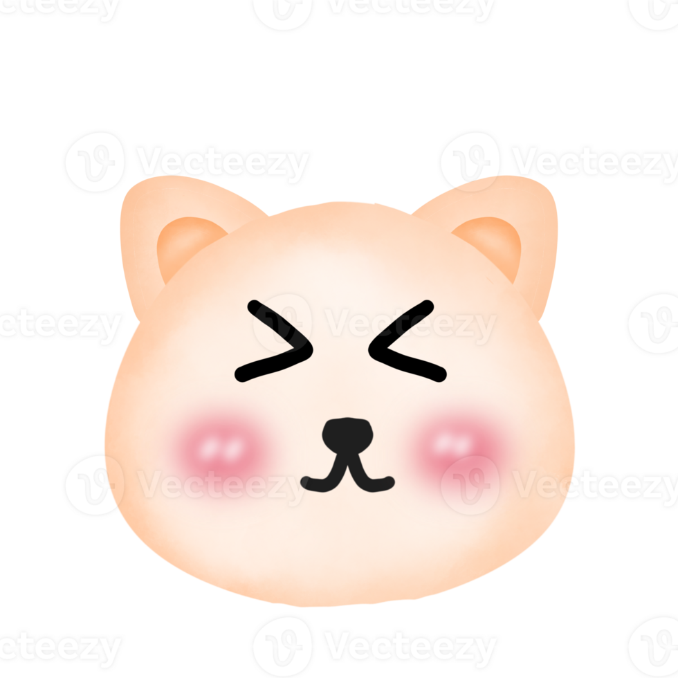 Hand drawing cute cat on transparent background png