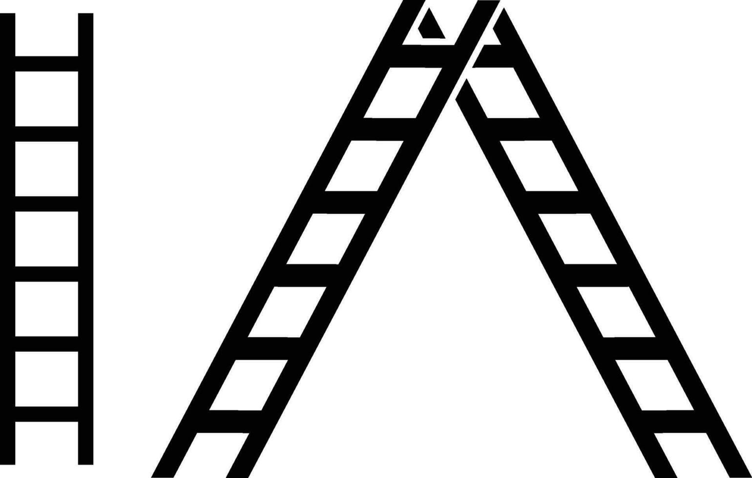 Single and Double Climbing Ladder Icon vector