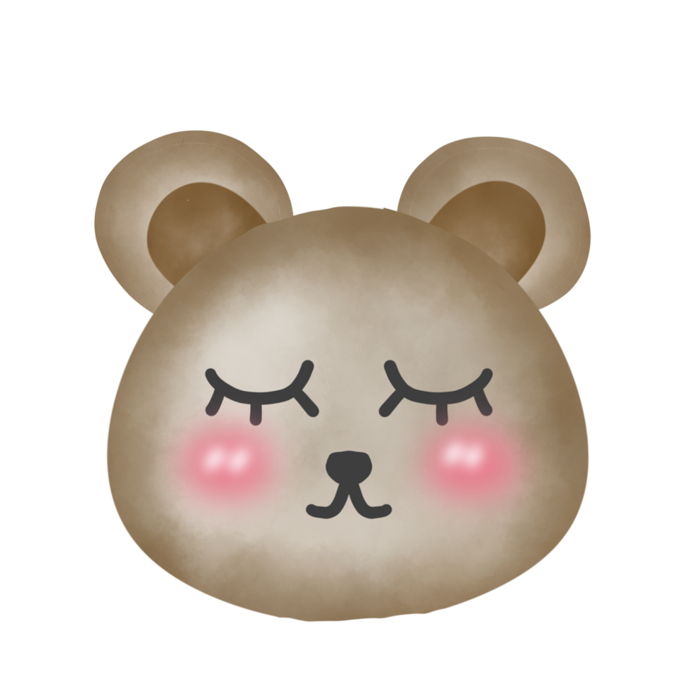 a cute bear face hand drawing on transparent background png