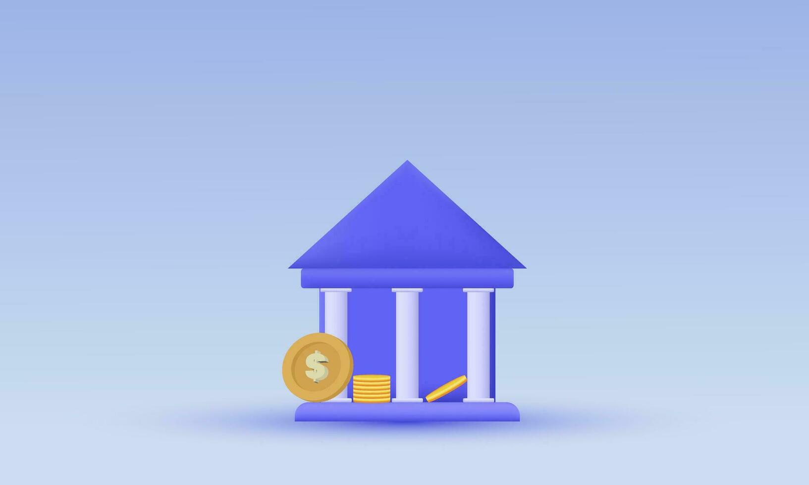 illustration unique minimal simple bank vector icon 3d  symbols isolated on background