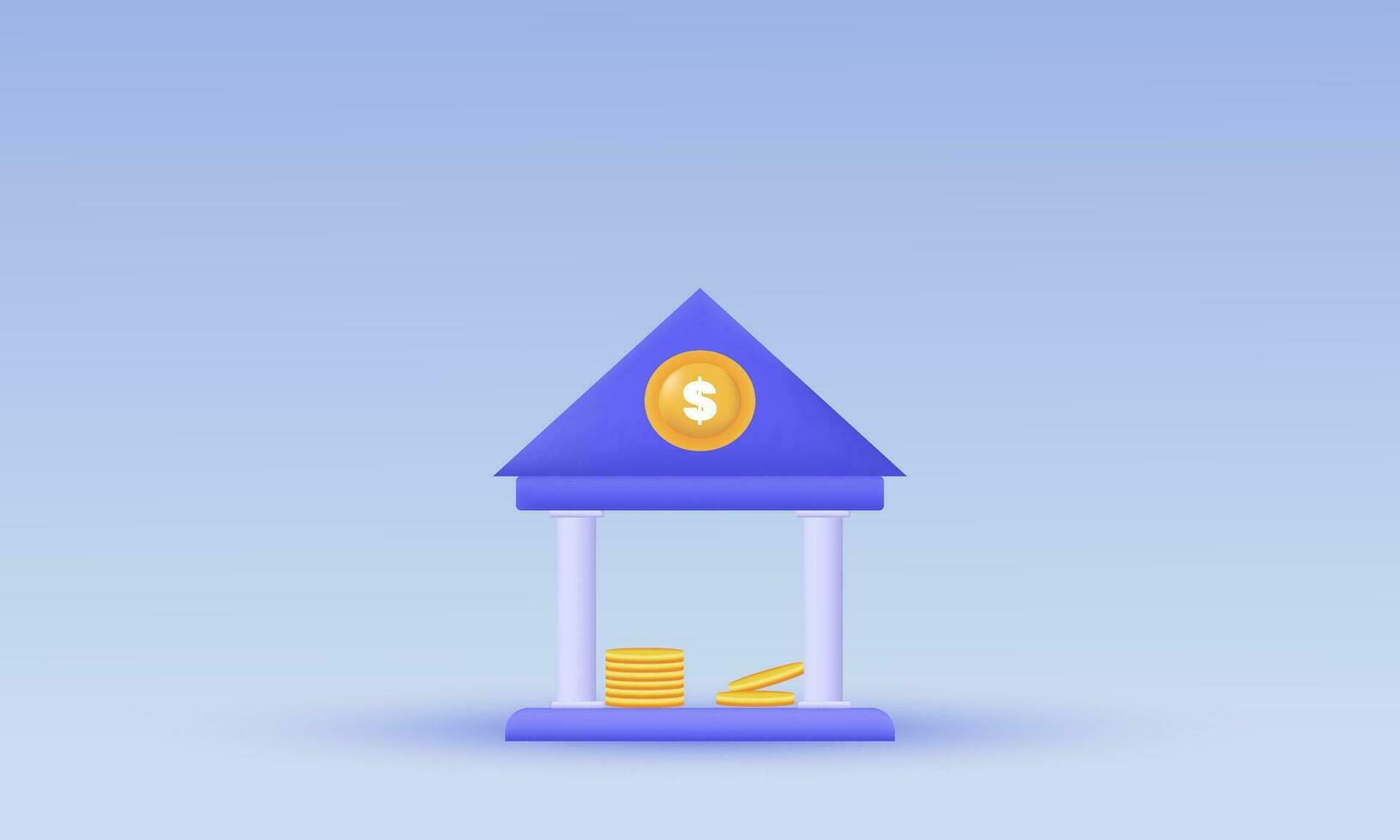 illustration minimal simple bank vector icon 3d  symbols isolated on background