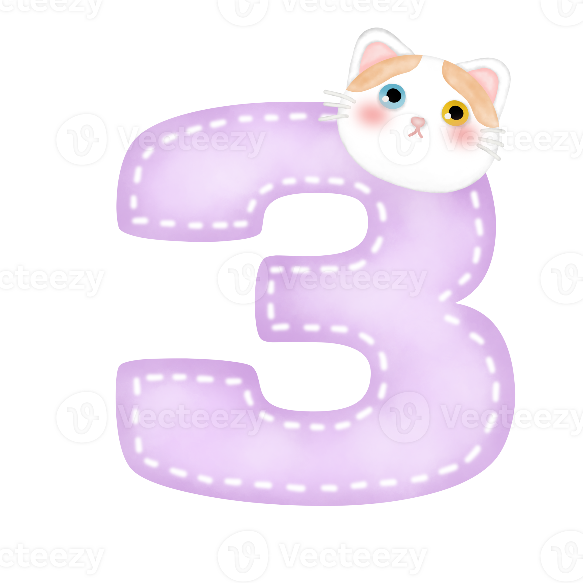 Cute cartoon pastel doodle hand draw cat number 27737485 PNG