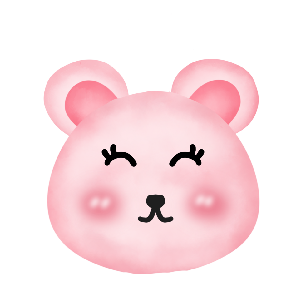 a cute bear face hand drawing on transparent background png