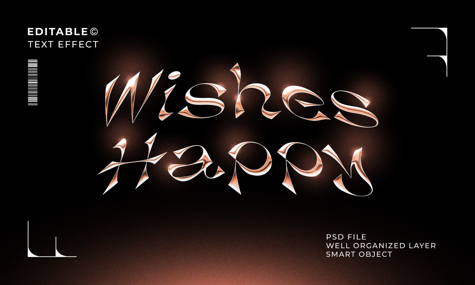 Wishes happy editable text effect style psd