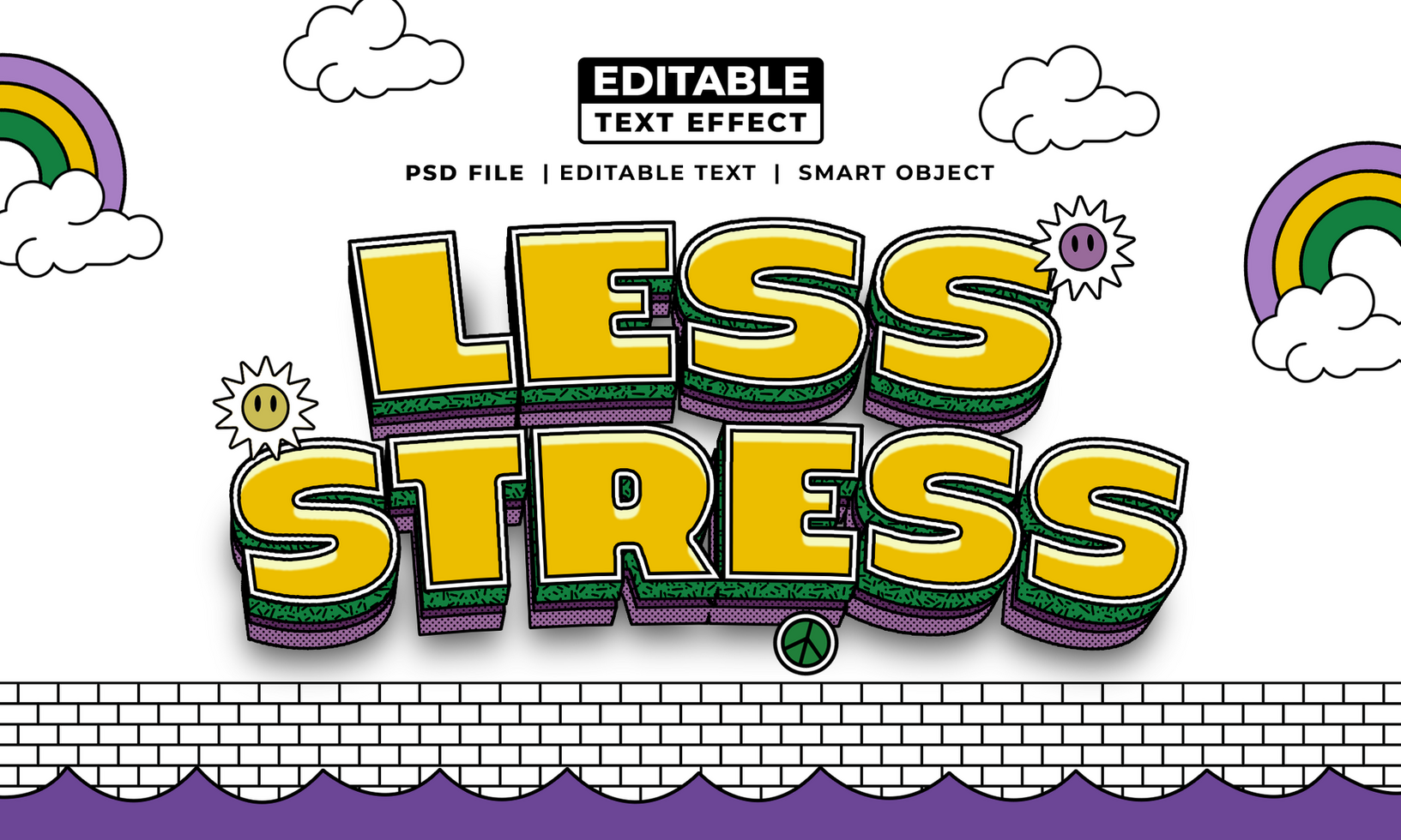 Less stress text effect psd