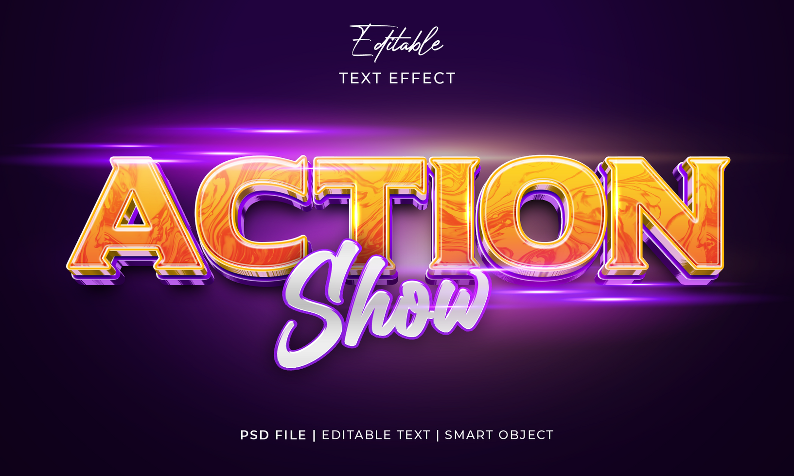 Action show editable text effect style psd