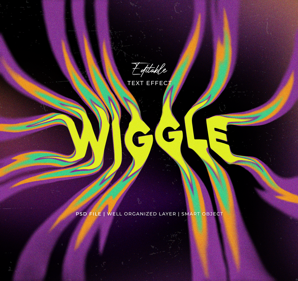 Wiggle style editable text effect style psd