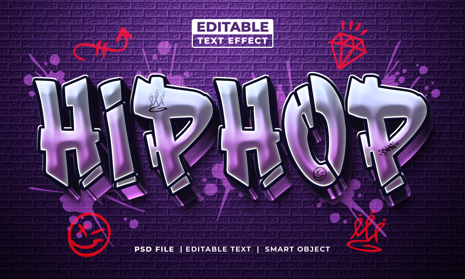 Hiphop graffity editable text effect style psd