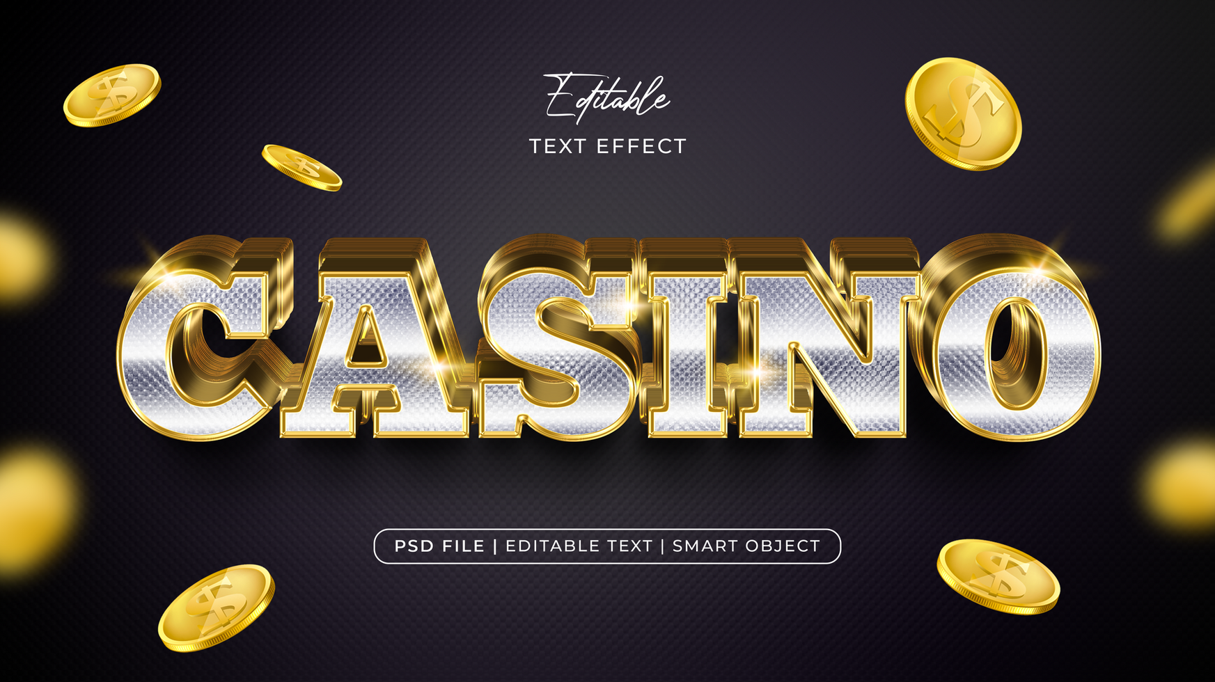 Casino editable text effect style premium psd