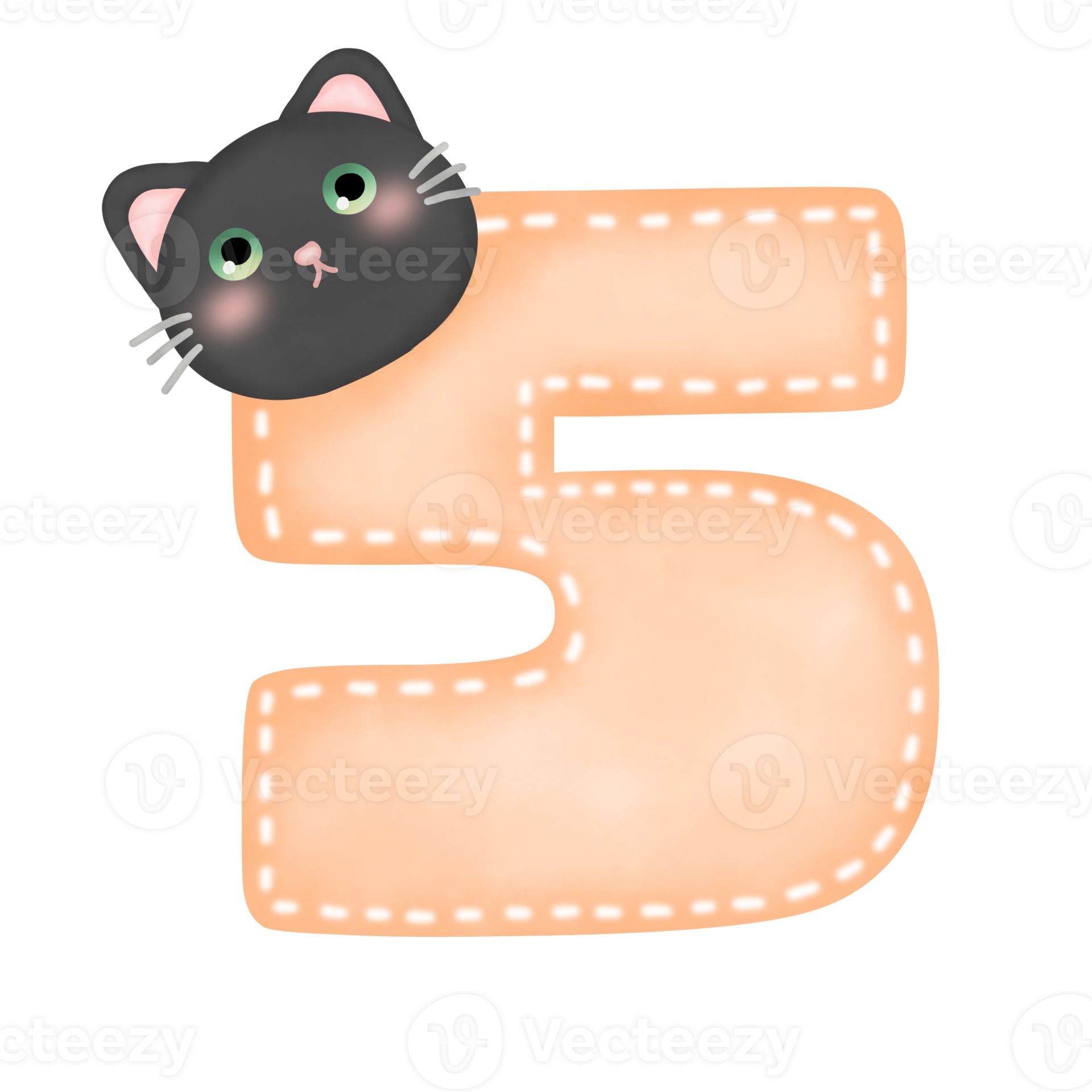 Cute cartoon pastel doodle hand draw cat number 27737566 PNG