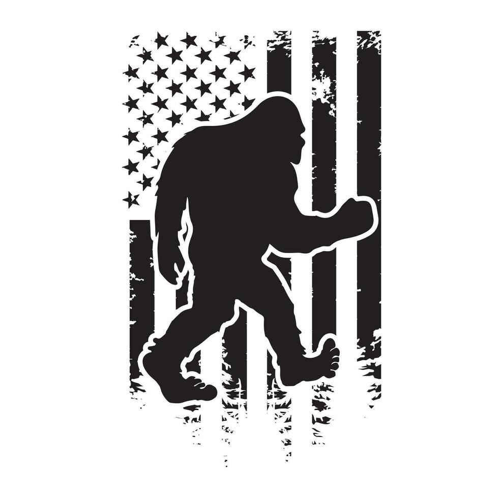 Bigfoot silhouette t shirt design. Vector illustration.