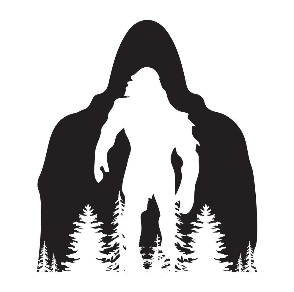 Bigfoot silhouette t shirt design. Vector illustration.