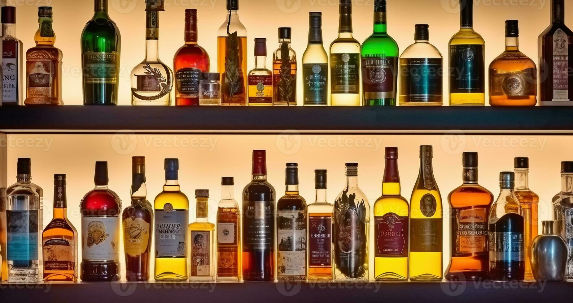 Luxury alcohol bar, beverages for cocktails. Generative AI photo