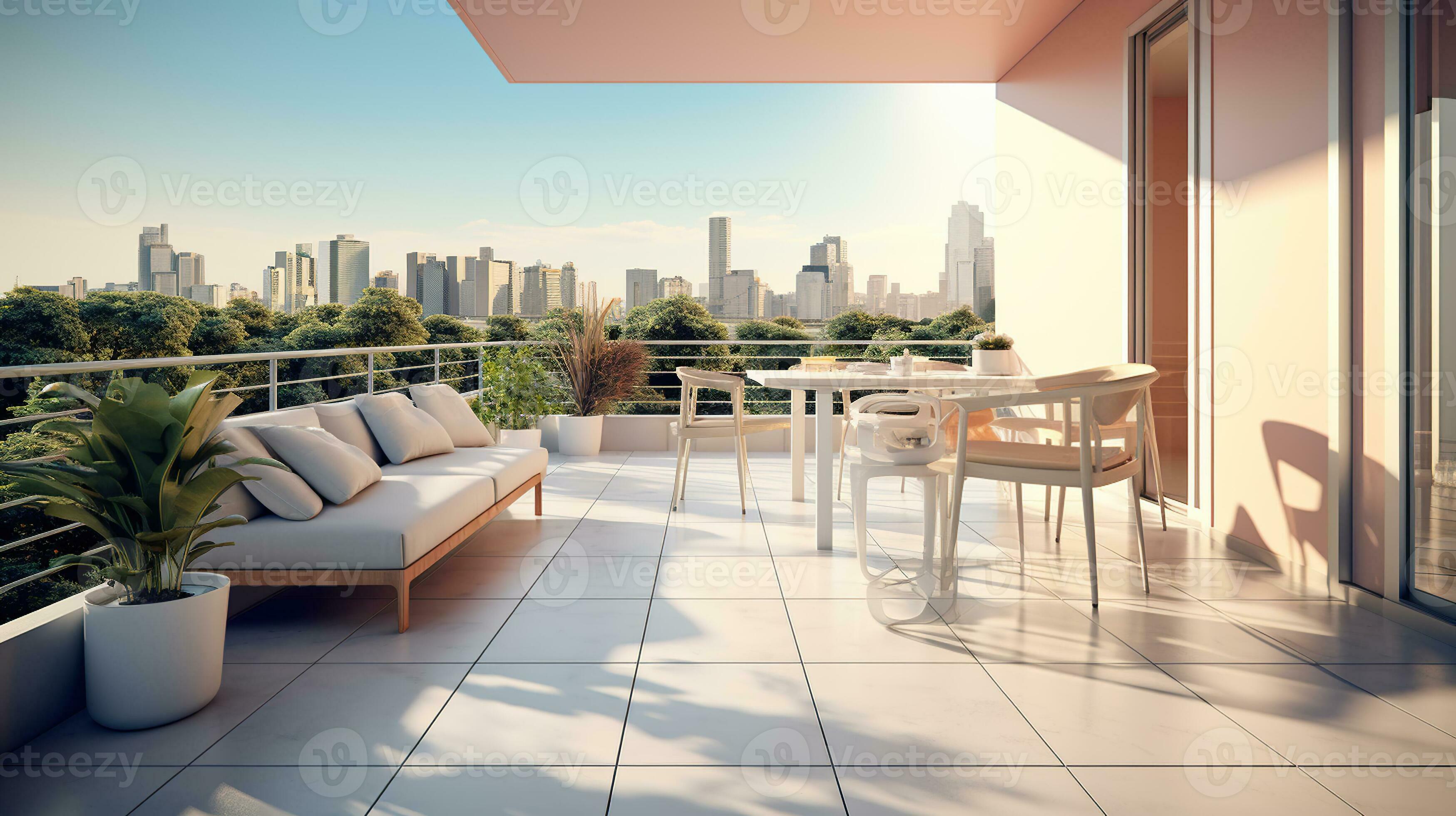 Modern bright luxury apartment balcony, Generative AI 27737751 Stock