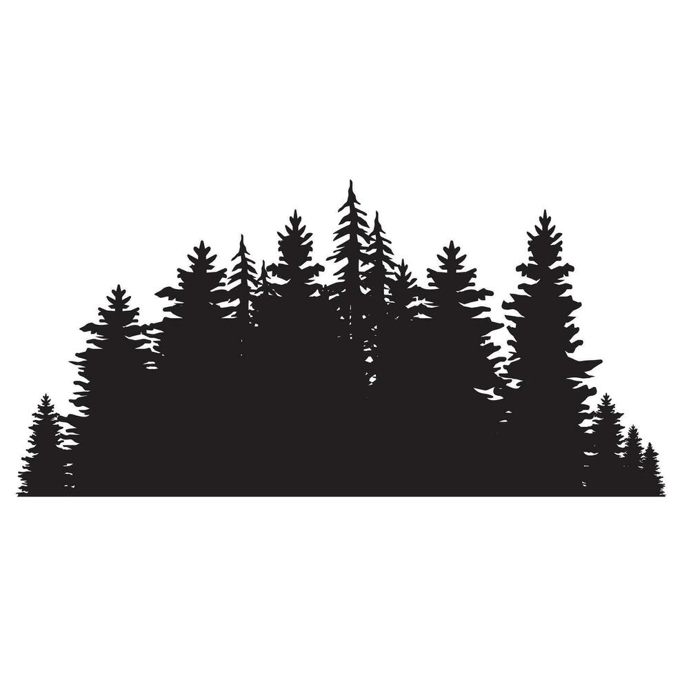 Pine tree silhouette vector illustration hand drawn