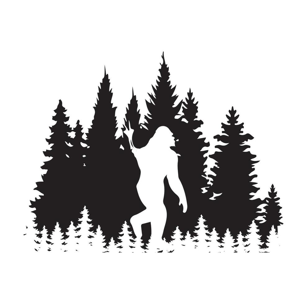 Bigfoot silhouette t shirt design. Vector illustration.