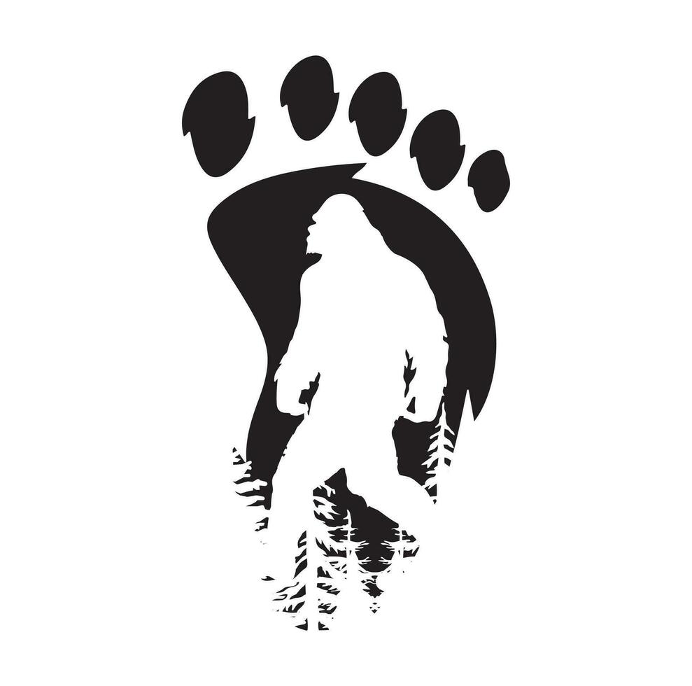 Bigfoot silhouette t shirt design. Vector illustration.