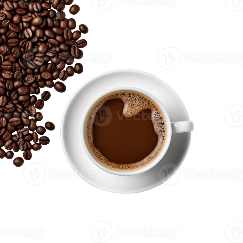 White cup of black coffee isolated. png