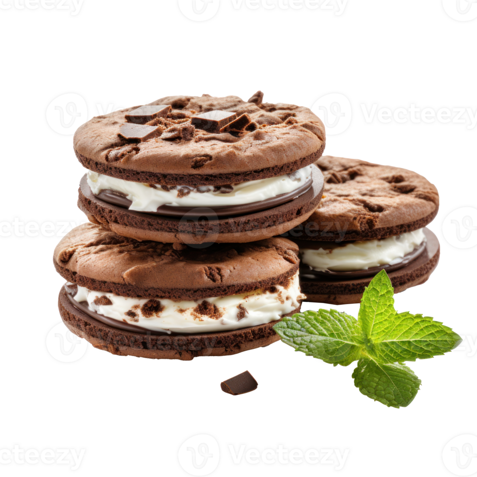 Chocolate sandwich cookie with milk cream isolated 27737884 PNG