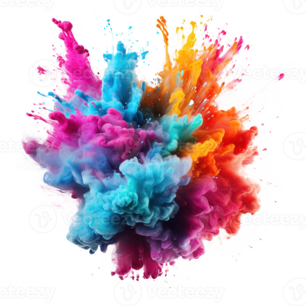 Colorful Holi paint splash isolated png