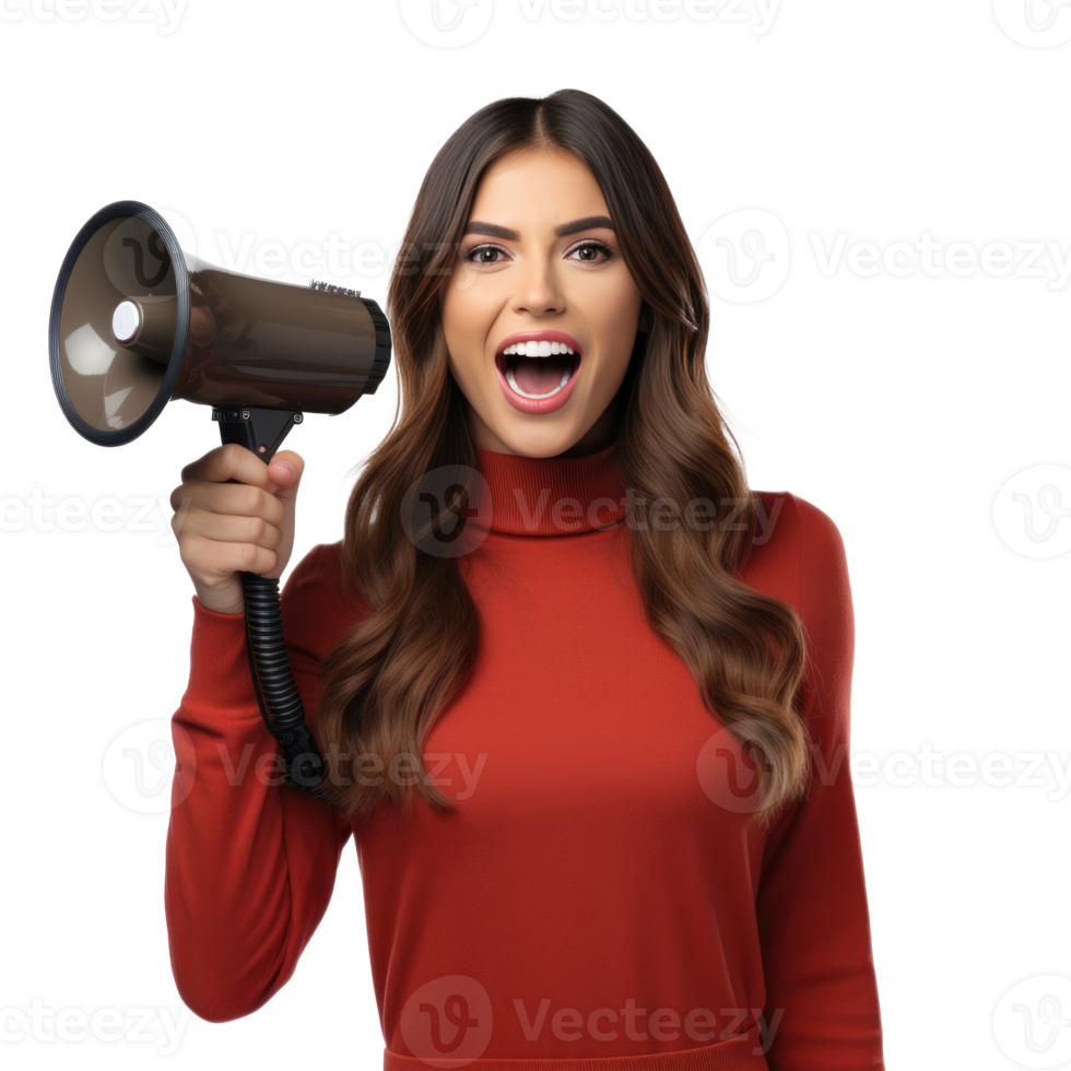 Beautiful woman with megaphone png