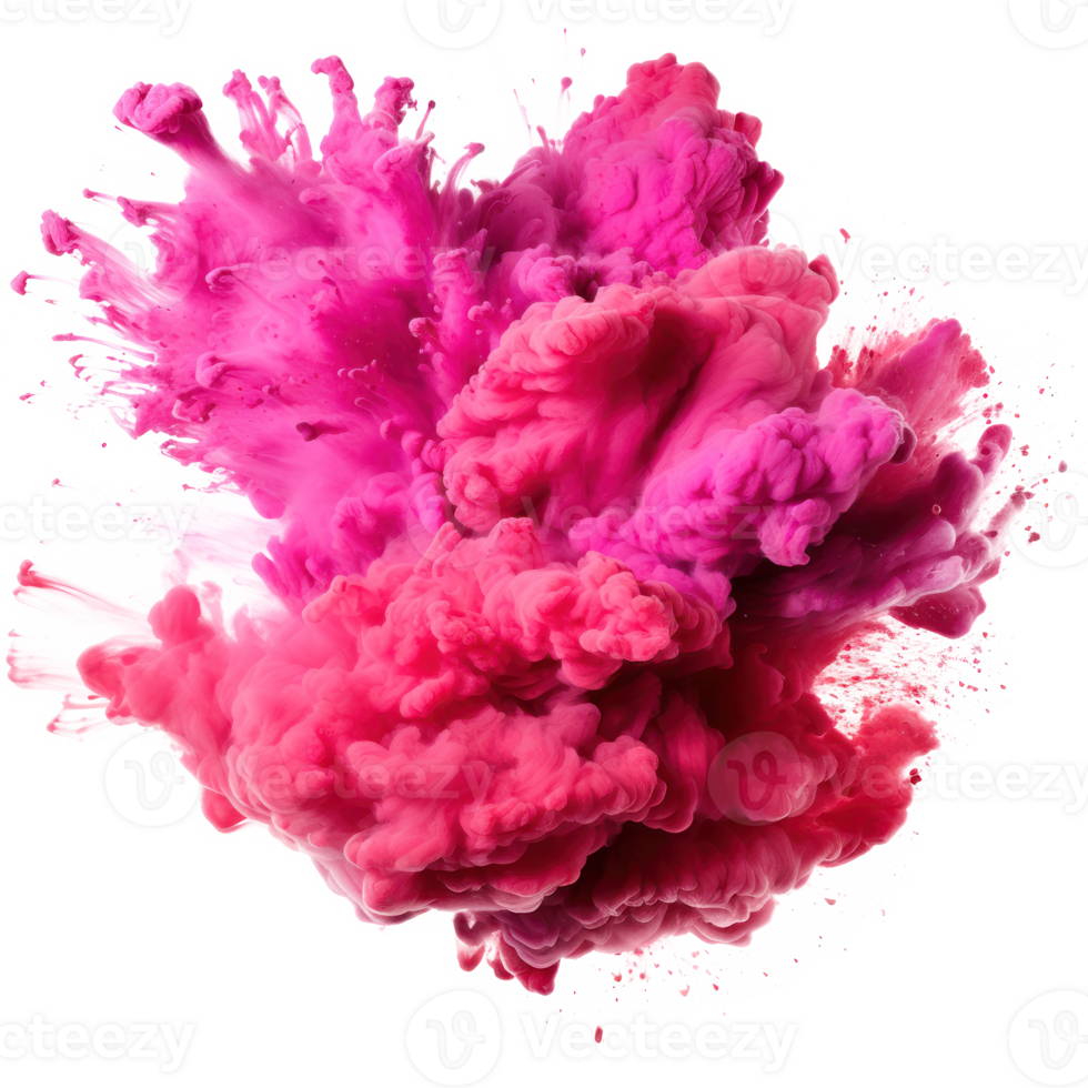 Pink Holi paint splash isolated. png