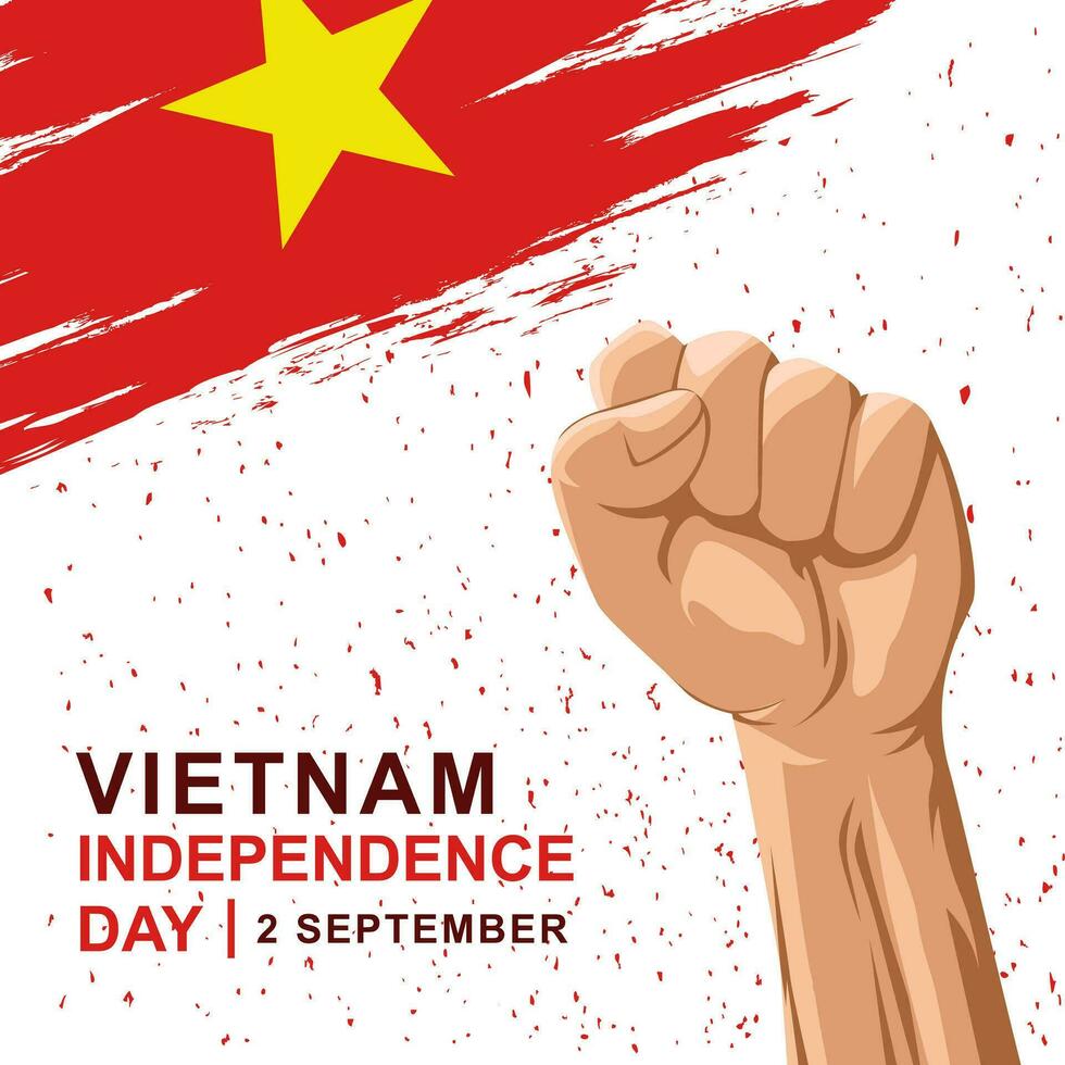 Vietnam Independence Day greeting fist illustration background vector