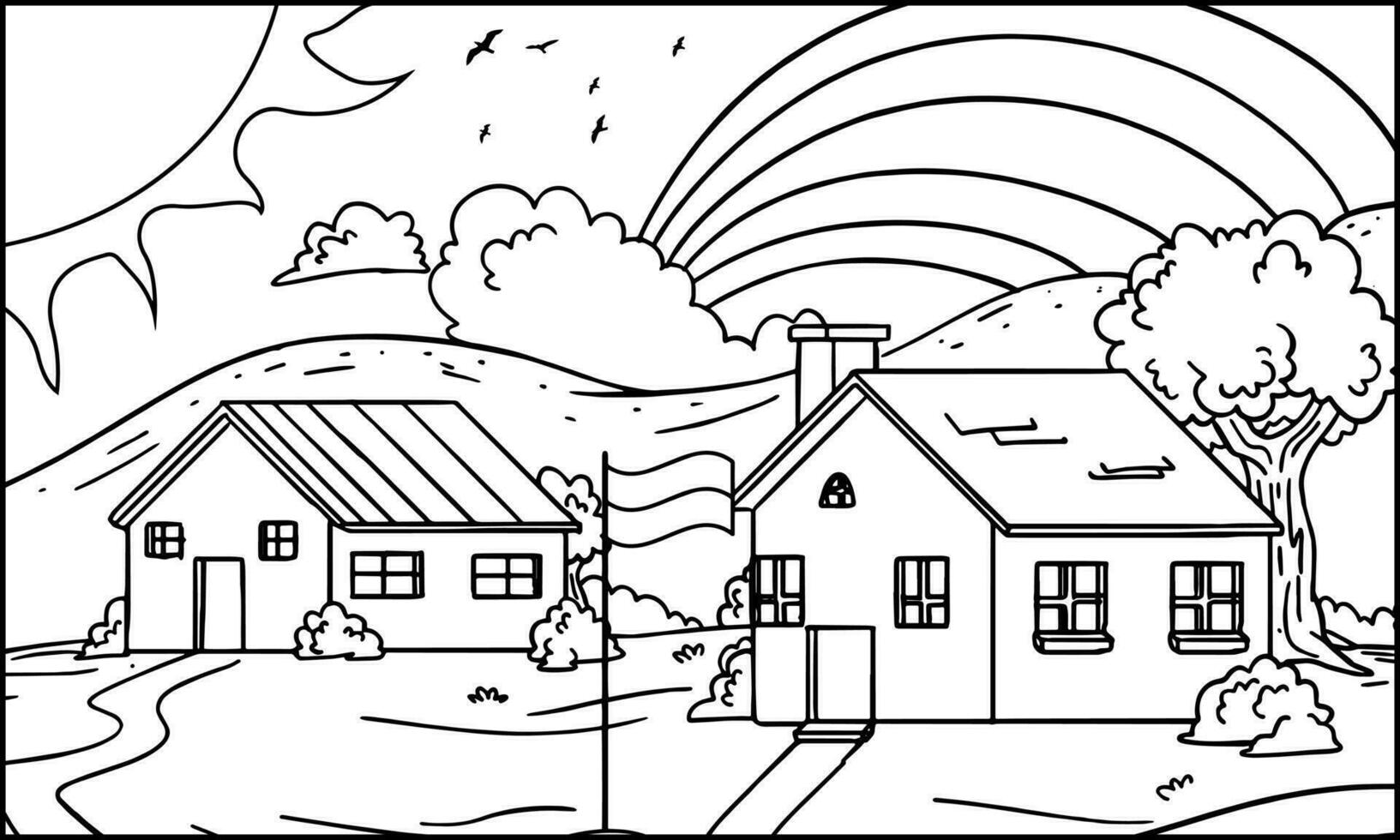 design of nature landscape coloring pages vector