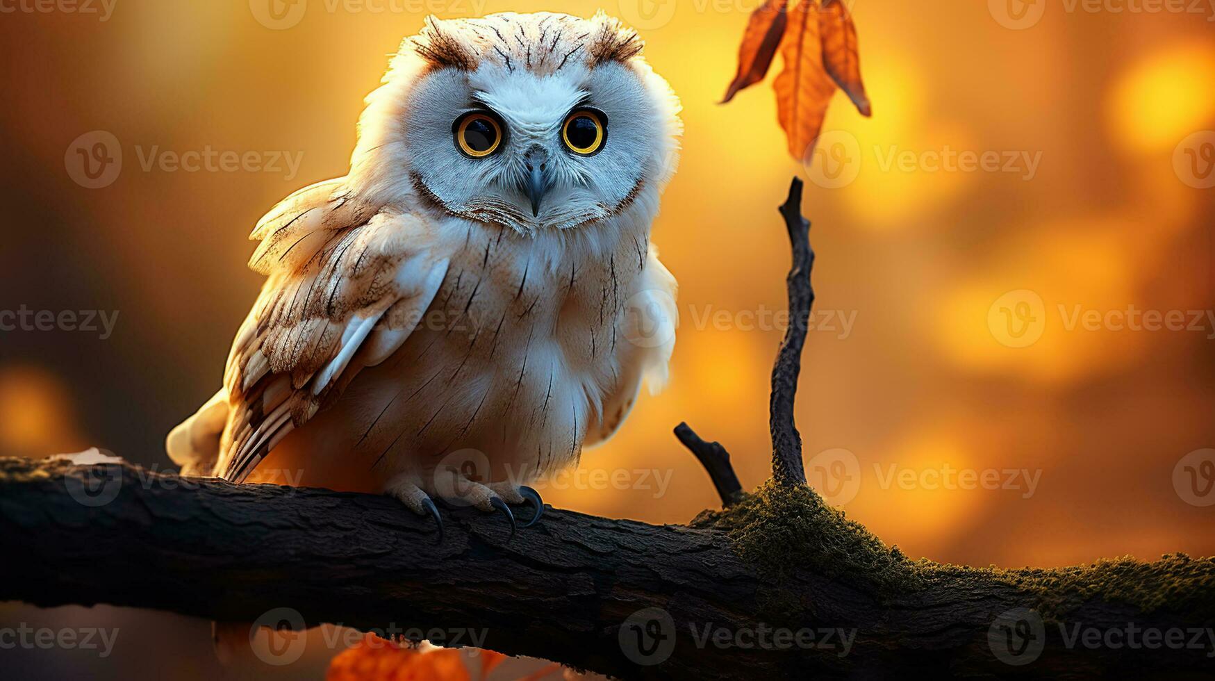 Owl in the autumn park or forest. Abstract wildlife background. Generative AI photo