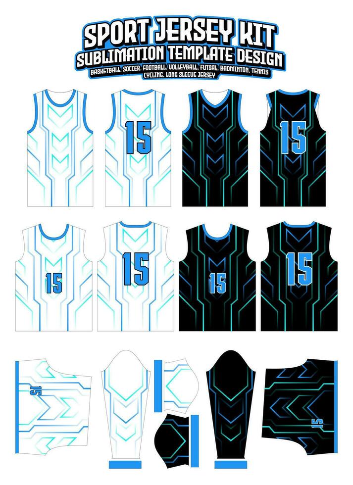Sporty Lines Gradient Jersey Design Sportswear Pattern Template vector