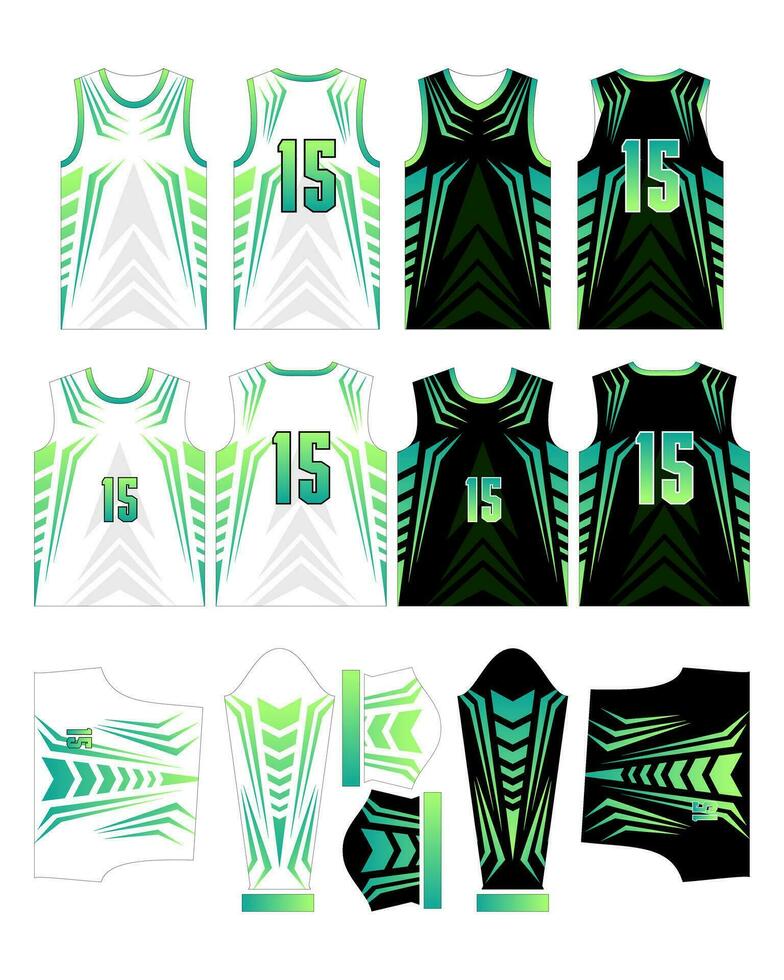 Sharp Green Jersey Design Sportswear Pattern Template vector