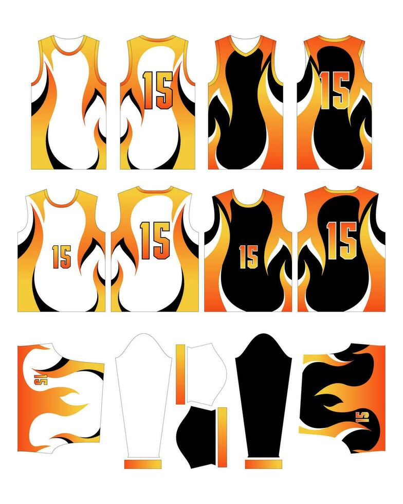 Flames Jersey Design Sportswear Pattern Template vector