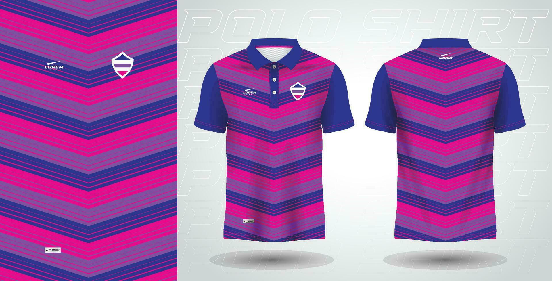 blue purple and pink polo sport shirt sublimation jersey template vector