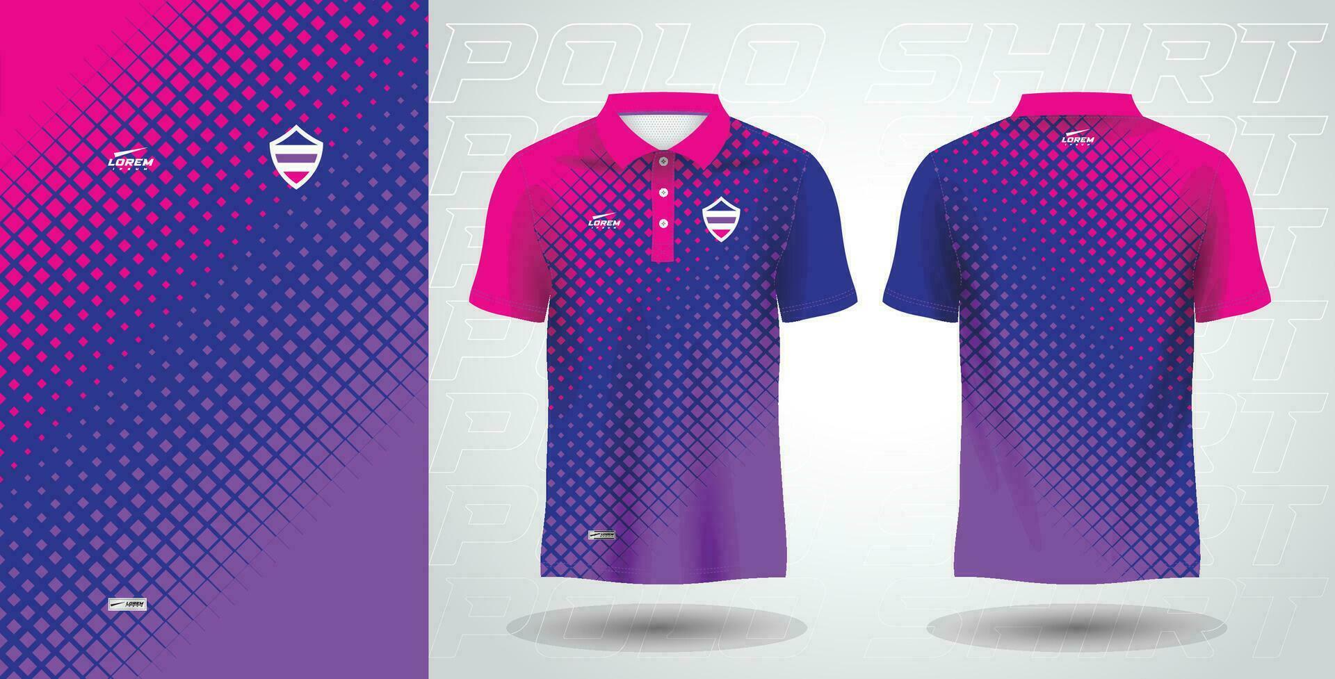 blue purple and pink polo sport shirt sublimation jersey template vector