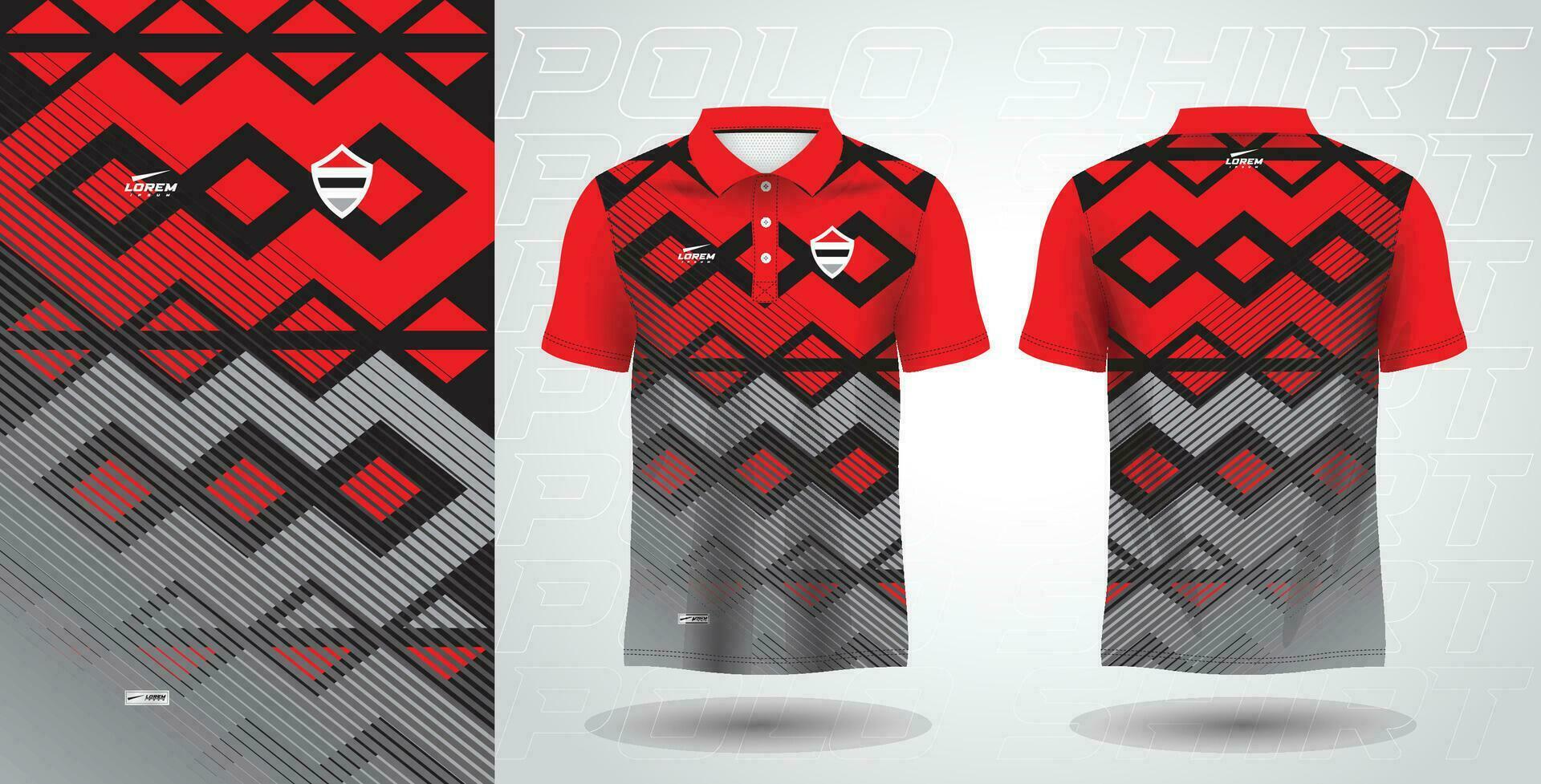 rojo y negro polo deporte camisa sublimación jersey modelo vector