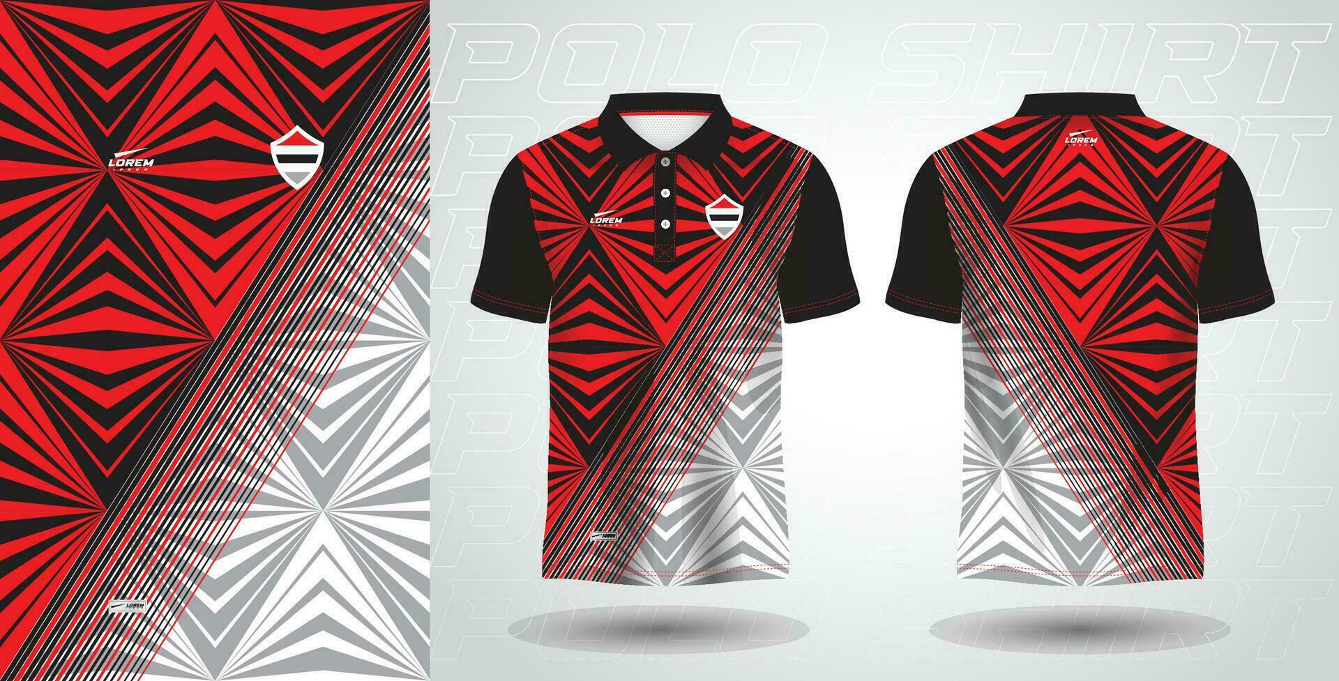 red and black polo sport shirt sublimation jersey template vector