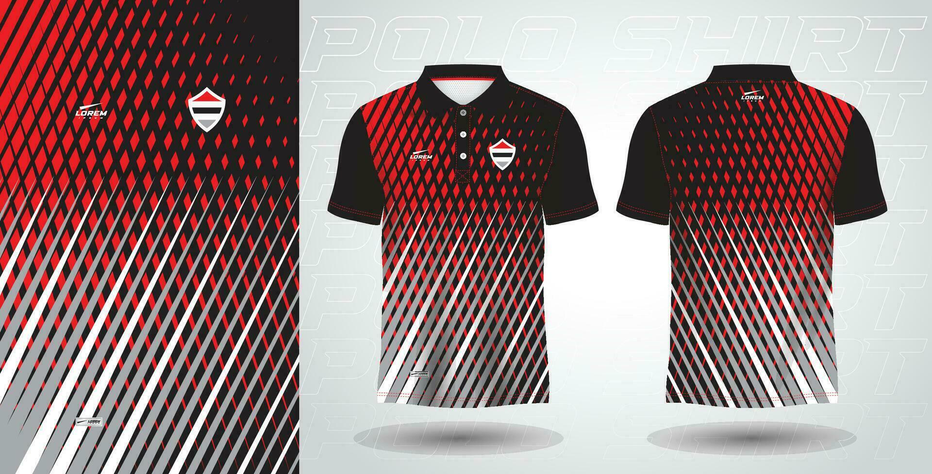 red and black polo sport shirt sublimation jersey template vector