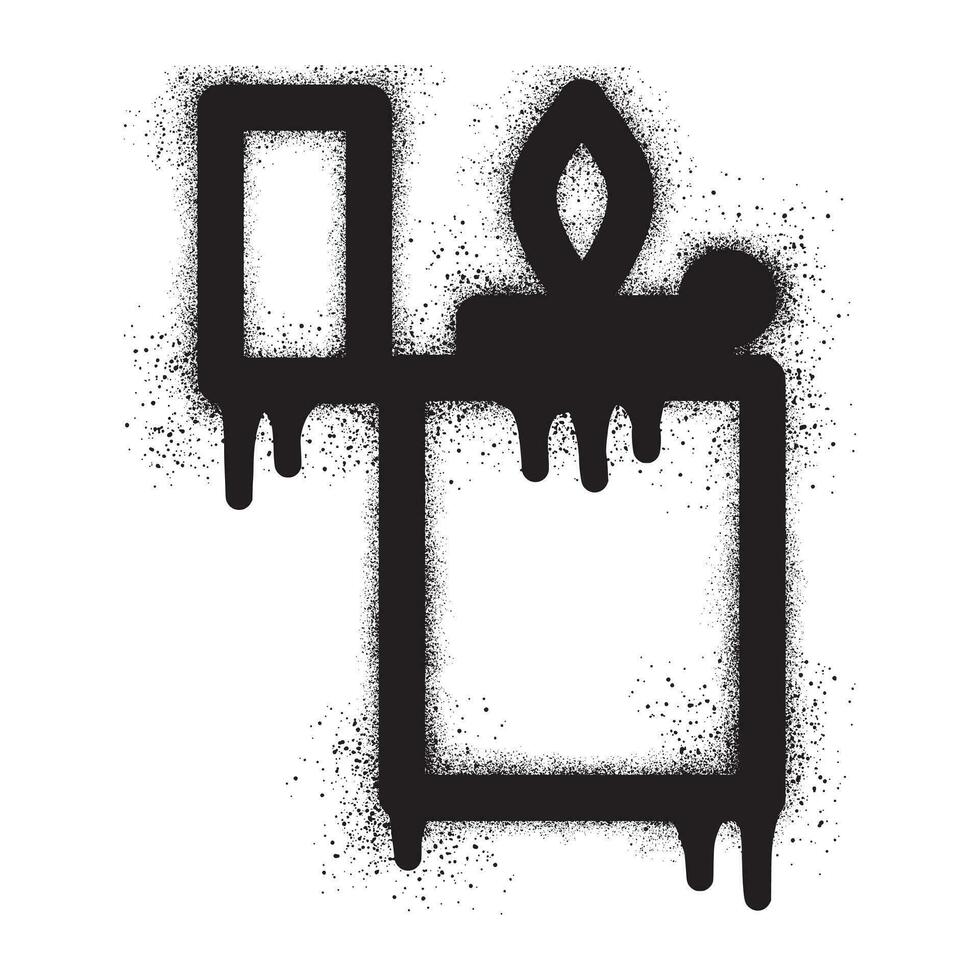 Fire lighter graffiti with black spray paint vector