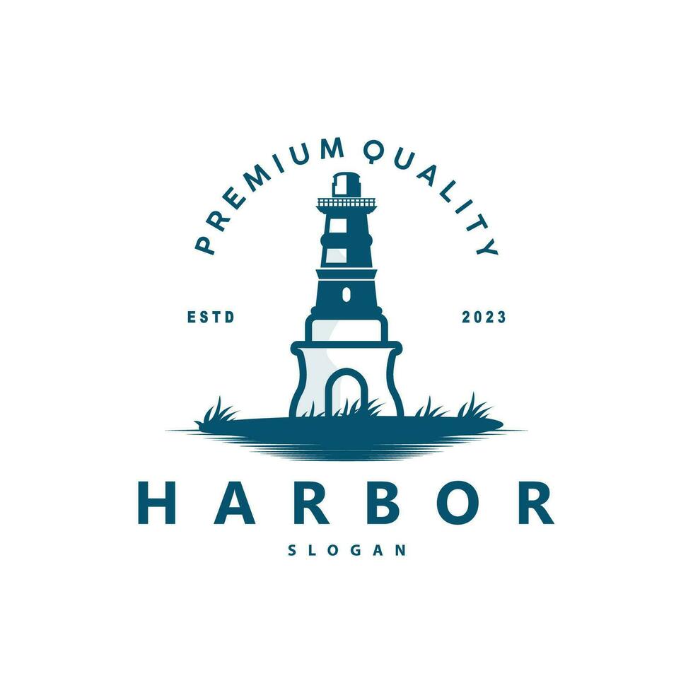 Lighthouse Logo, Beacon Vector Modern Simple Beach Searchlight Tower, Symbol Illustration Template