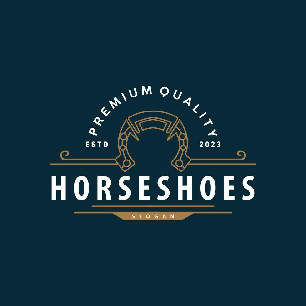 Simple Minimalist Horseshoe Logo, Western Cowboy Farm Ranch Retro Vintage Retro Design vector