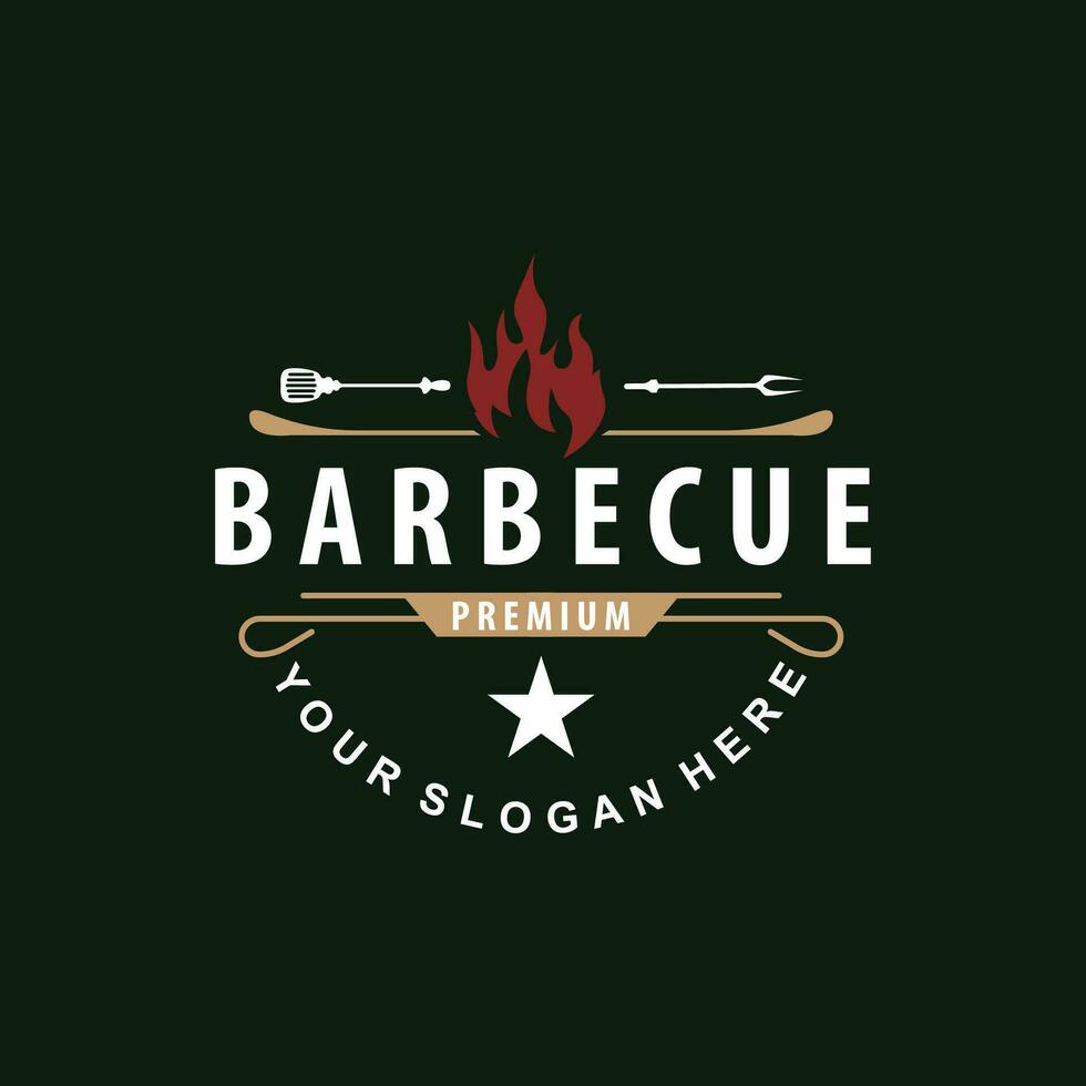 barbacoa caliente parrilla logo, parrilla tipografía Clásico diseño etiqueta estampilla, logo restaurante, cafetería, bar sencillo vector