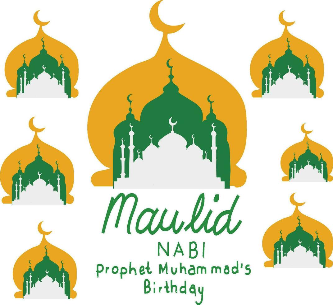 mosque in the background maulid nabi muhammad vector