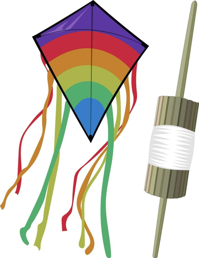 Colorful Kite with string holder vector