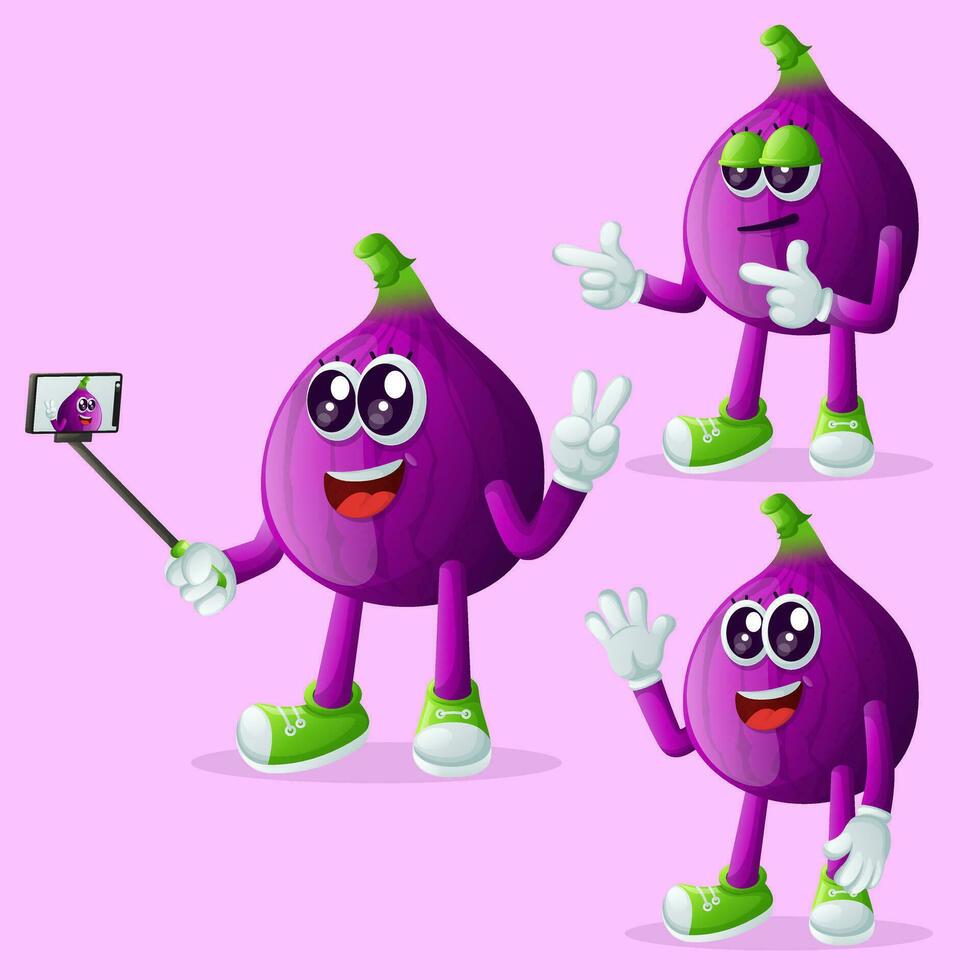 Cute fig characters as narcissistic vector