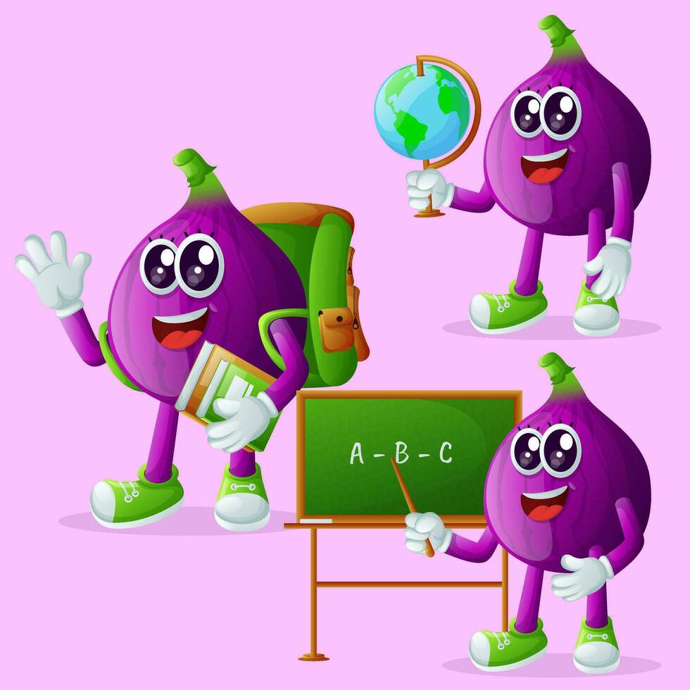 Cute fig characters in education vector