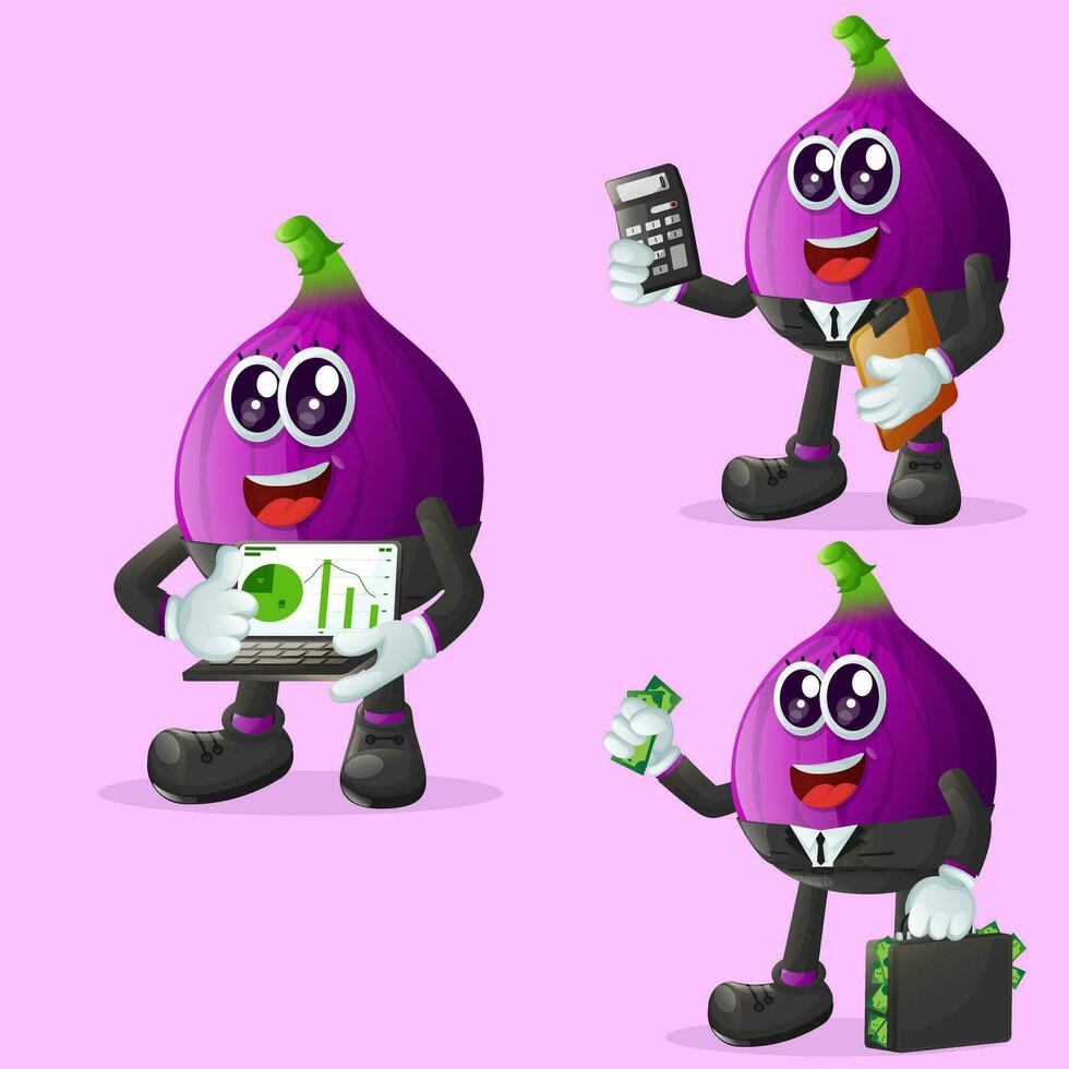 Cute fig characters in finance vector